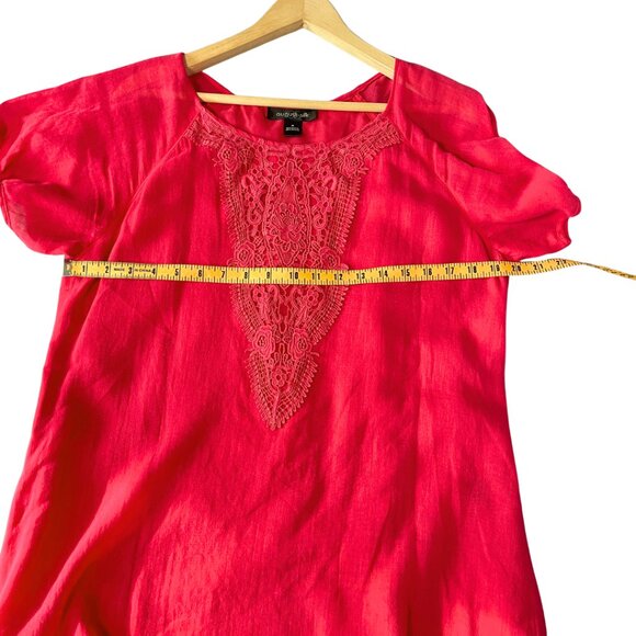 August Silk Sequined Top Womens Size M Cherry Red Fairy Boho Soft Sustainable - Picture 8 of 9